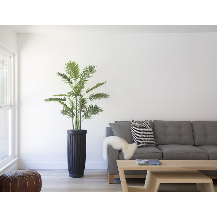 Artificial Palm Tree In A Square Beige Fiberstone Planter
