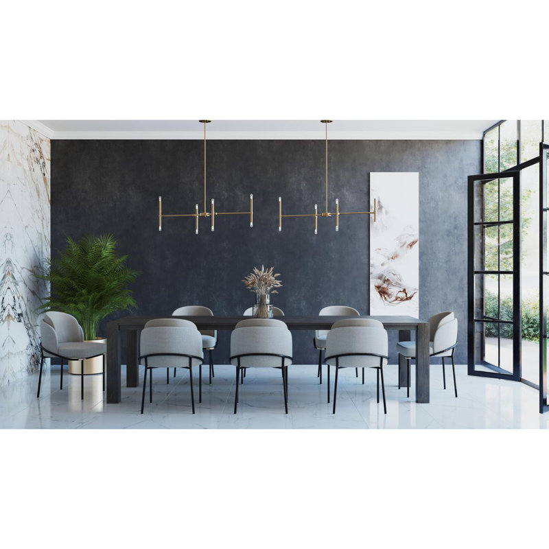 Lustre linéaire moderne Spoutnik 8 lumières Marcuse, Or brossé