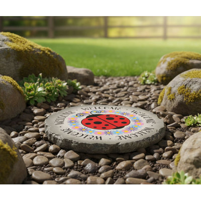 Garden Stone Ladybug Welcome