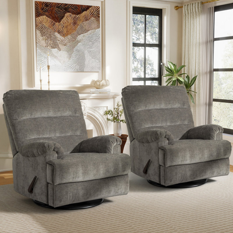 Marinke Upholstered Manual Swivel Standard Recliner (Set of 2), Gray