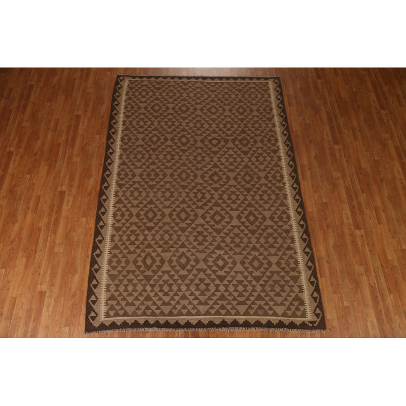 Tapis géométrique brun Kilim 7 x 10