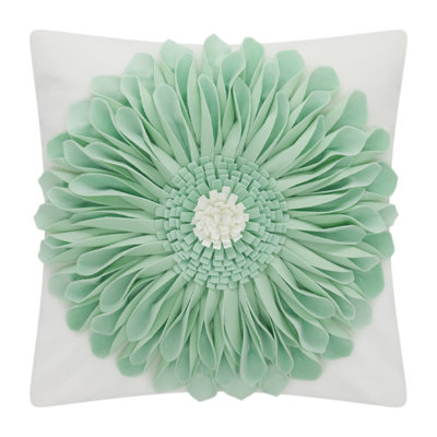 Appliqued Floral Accent Pillow Cover Sunflower Decorative Throw Pillow Case 18in