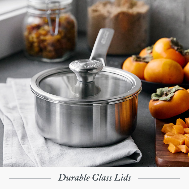 14-Piece Stainless Steel Tri-Ply Cookware Set with Glass Lids