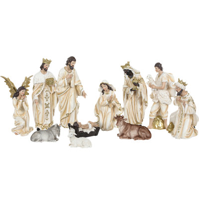 15"H Large Nativity Set, 12-piece Manger Scene Nativity Figures, Christmas Figurines Holiday Decor