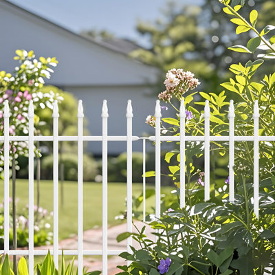 24" W x 24" H Metal Decorative Garden Fence, 5 Panels, 10 ft Total Length,White Folding Border Fence for Flower Beds, Yards, Dogs & Animal Barriers