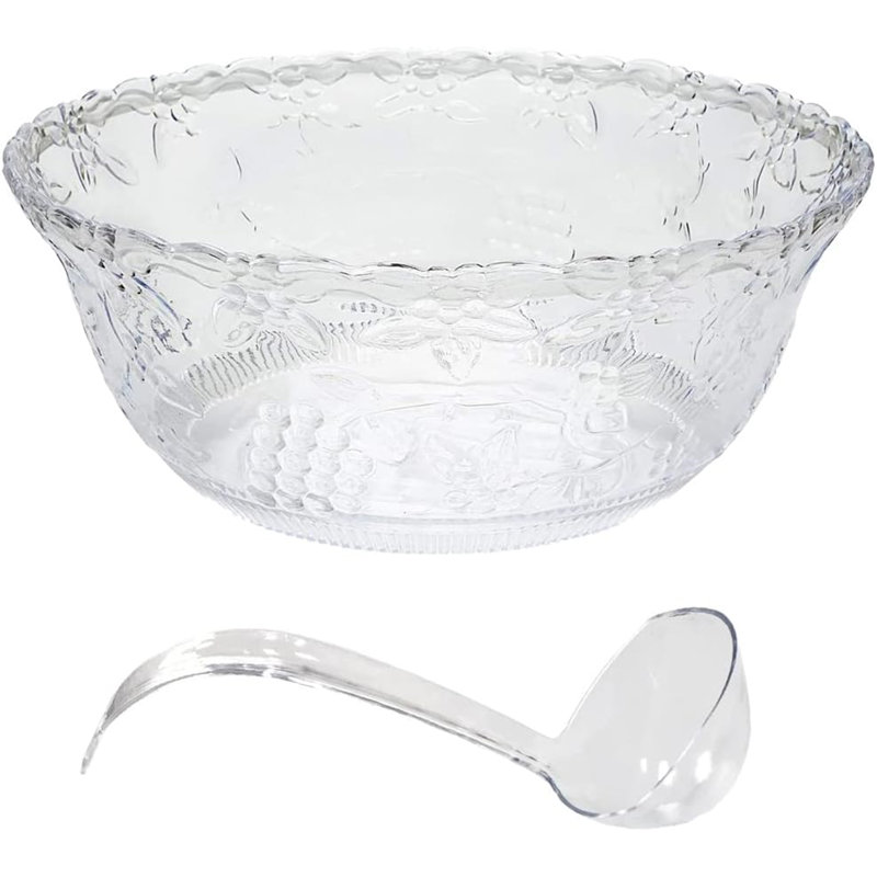 Ensemble de 2 bols en plastique d'aspect cristal avec louche - Service en relief sans BPA pour les fêtes, les mariages et les événements