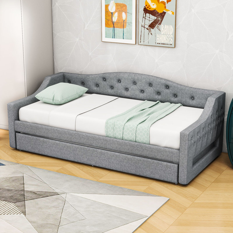 Twin XL Daybed with Trundle and LED, Gray