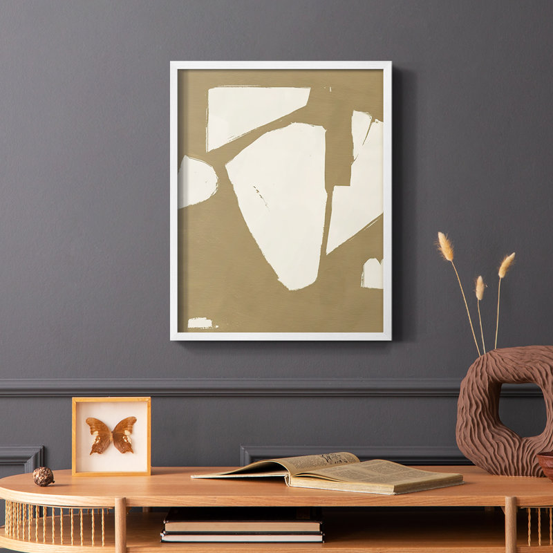 Chunky Abstract III, reproduction encadrée - bois massif, H 10 po x l 8 po, Blanc