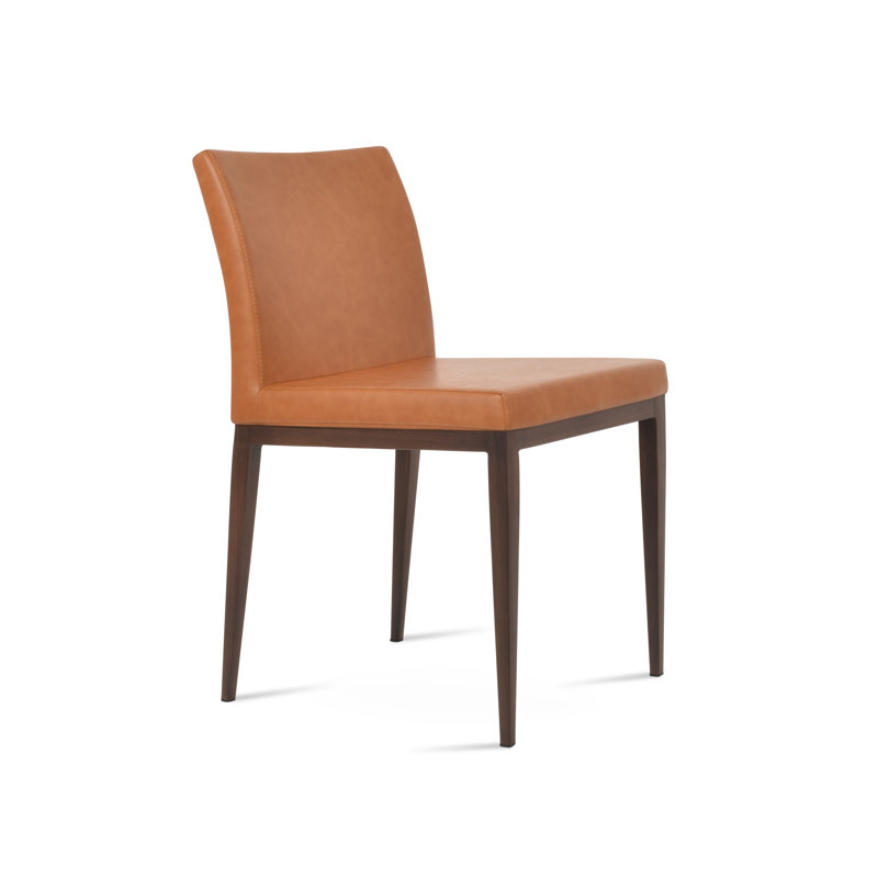 Aria MW Side chair, Walnut, Caramel PPM Faux Leather