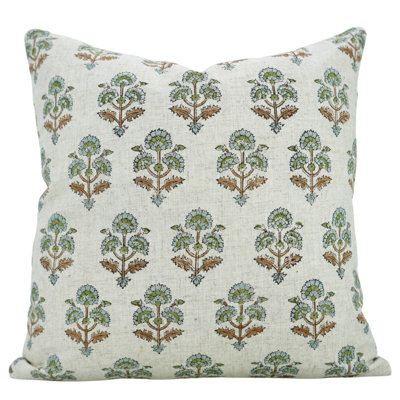 Fabdivine Traffic Light Hand Block Printed Linen Cushion Handmade Decorative Pillow for Home Size- 14X14 Inch