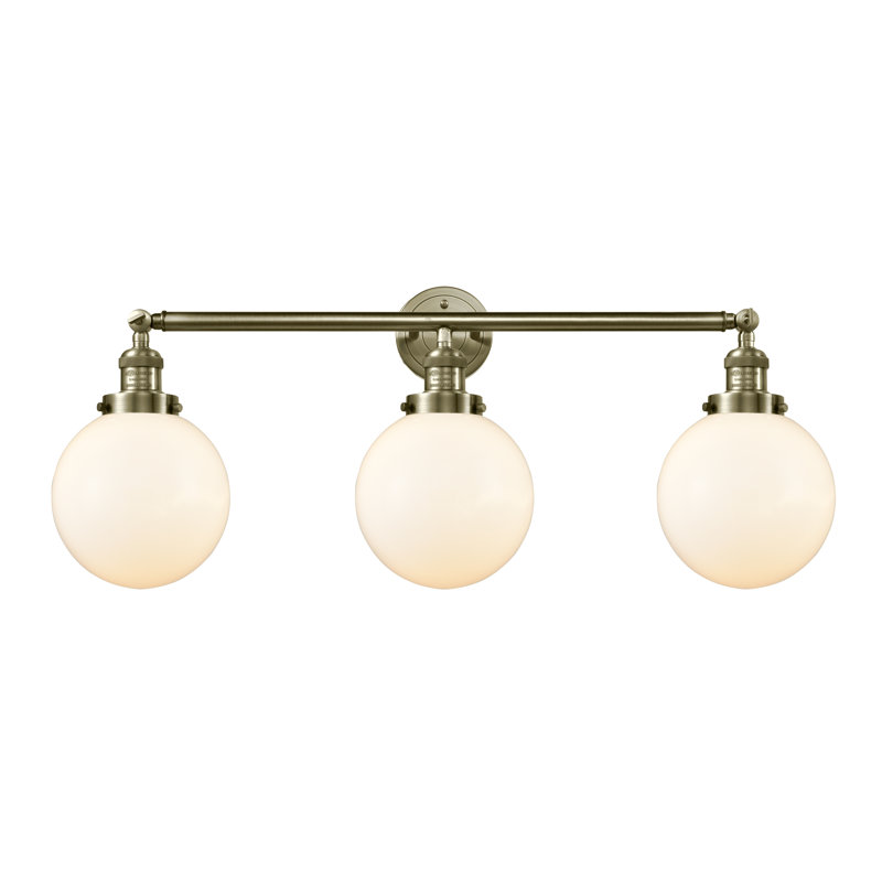 Clementina 3 - Light Dimmable LED Vanity Light, Antique Brass, Matte White, 6 Watt Vinage LED Bulb