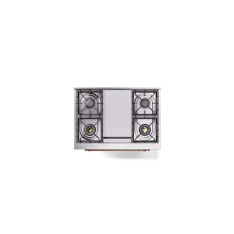 ILVE Nostalgie II 36 Dual Fuel Range, knobs, Antique White/Copper, Liquid Propane