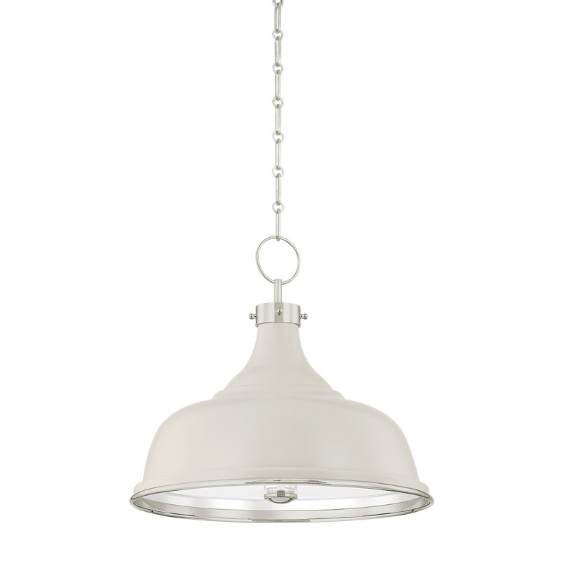 Luminaire suspendu peint n ° 1 peint français doux par Mark D. Sikes, Nickel poli, Blanc cassé / blanc