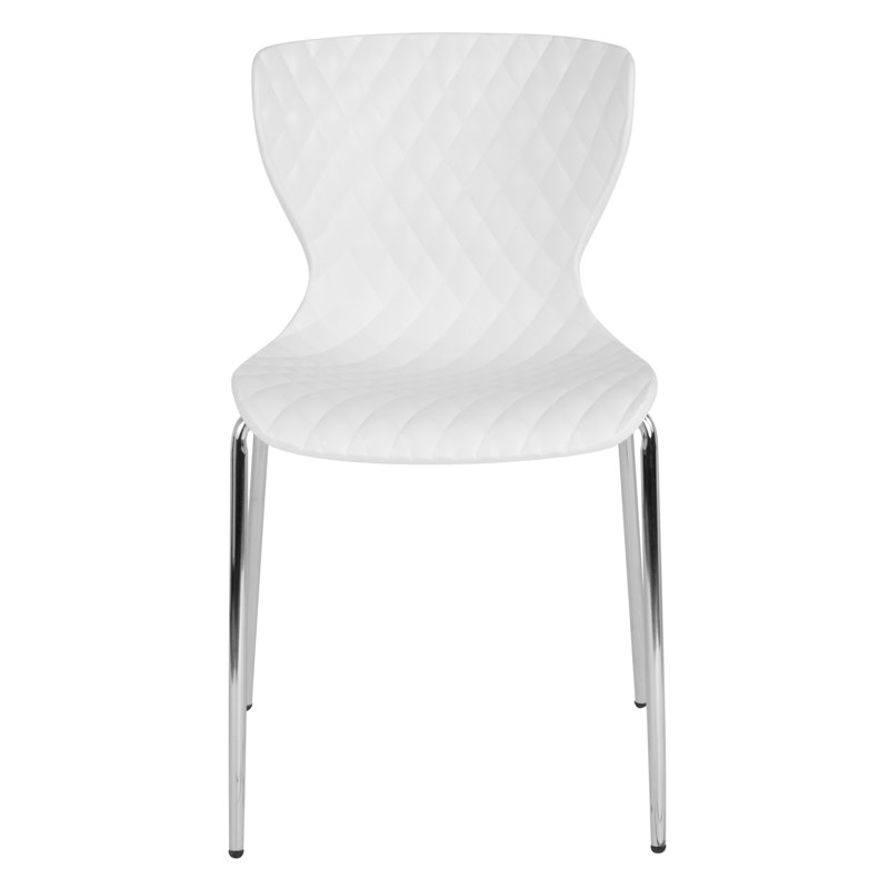 Lowell Modern Quilted White Metal Stackable Side Chair