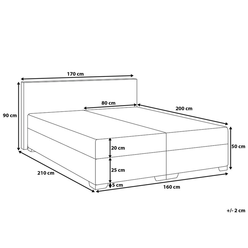 Théo Divan Bed Base, Light grey, European King Size (160 x 200 cm)