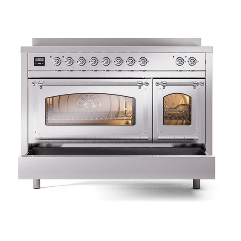 ILVE Nostalgie II Noblesse 48 po à induction, Acier inoxydable / chrome