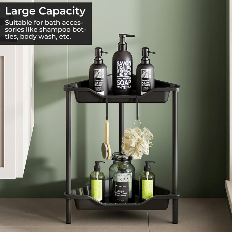 Brayden Studio® 2 Tier Floor Standing Corner Shower Caddy Organizer ...