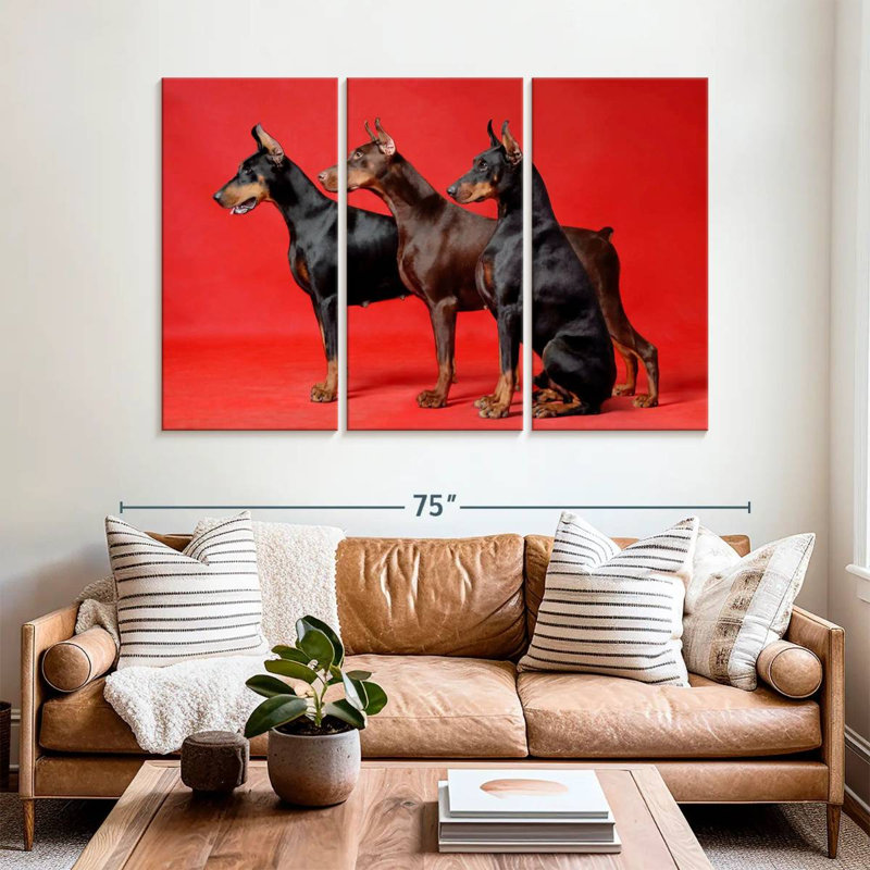 Brampt Doberman Trio, 42" H x 65" W