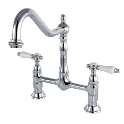 Kingston Brass Bel-Air Two-Handle 2-Hole Deck Mount Bridge Kitchen Faucet
