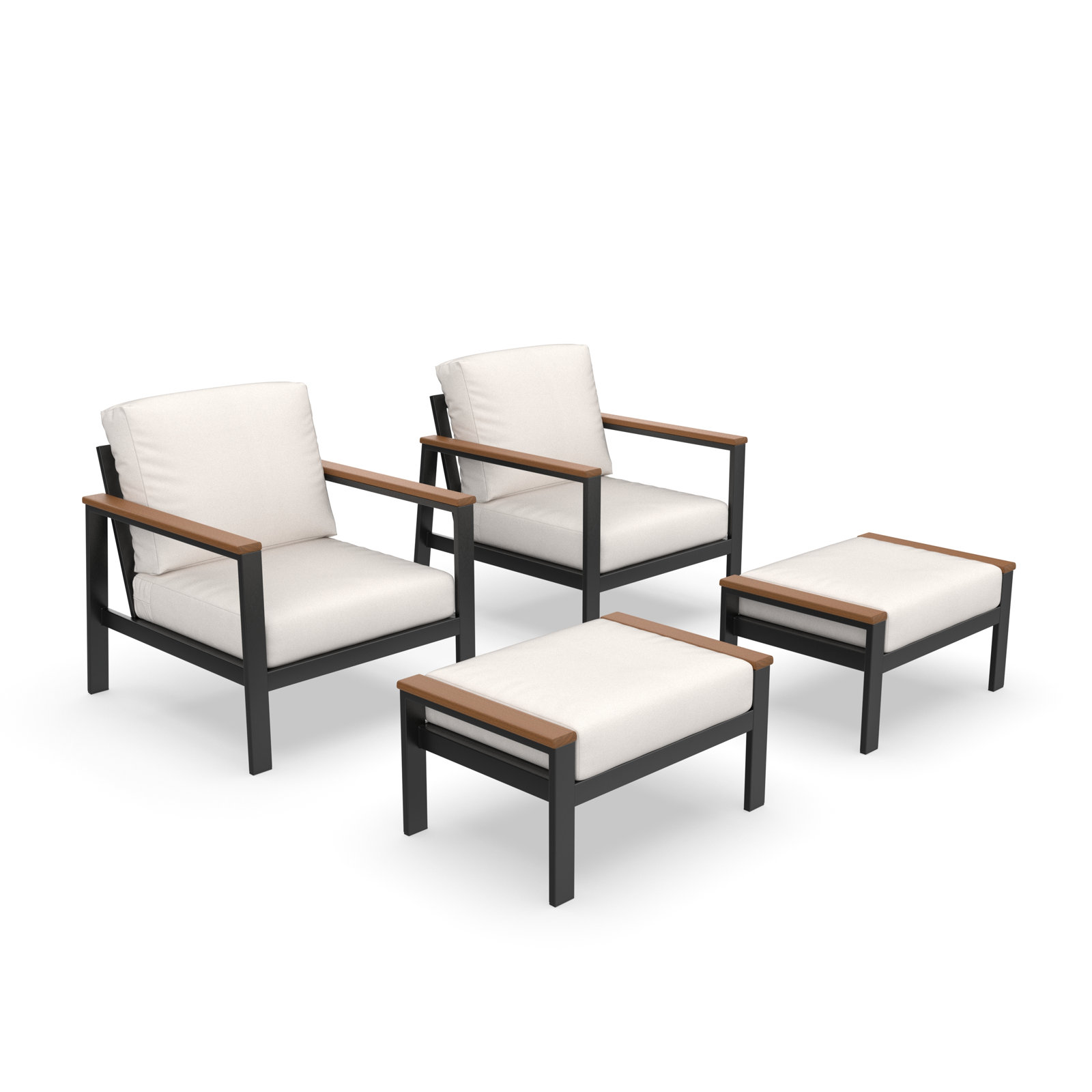 Townsend Patio Chair Sunbrella® Cushions and Ottoman, Sunbrella Canvas Natural