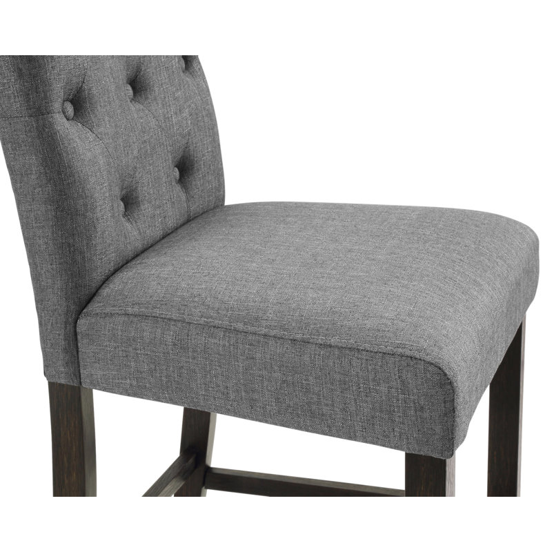 Tabouret à hauteur de comptoir en bois massif Leviton, ensemble de 2, Gris