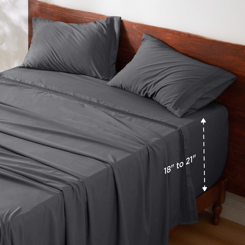 Bedsure Deep Pocket Sheet Set - Fits Mattresses Up to 21 Inches Thick -  GentleSoft Bed Sheet set, Moisture Wicking, Soft & Cooling Bed Sheet & Pillowcases, Easy & Secure Fit