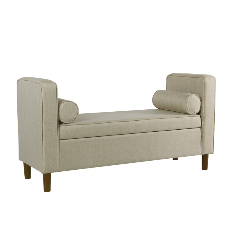 Bevard Polyester Upholstered Storage Bench, Cream