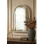 Miroir mural arqué couleur or champagne avec bordure perlée pour la décoration de la chambre et du salon