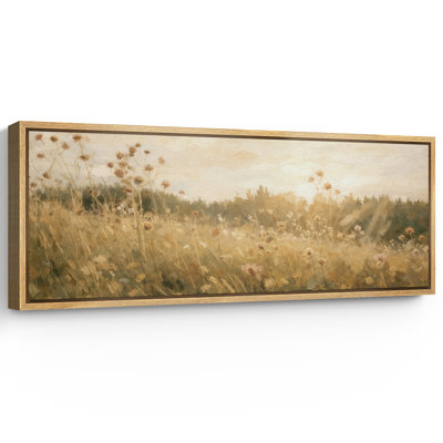 Impression sur toile encadrée Golden Meadow Wildflower Field Nature Landscape