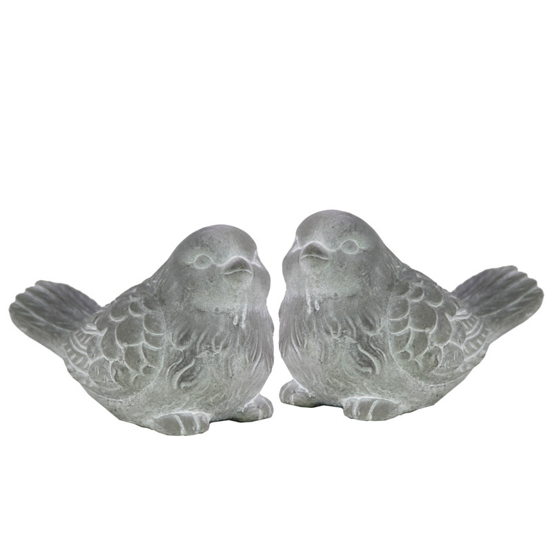 Ensemble de 2 figurines d'oiseaux en ciment Lillis