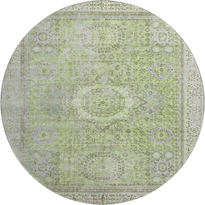 Tapis à bordure lavable à la machine de qualité supérieure AMF1740, Rond 8 pi