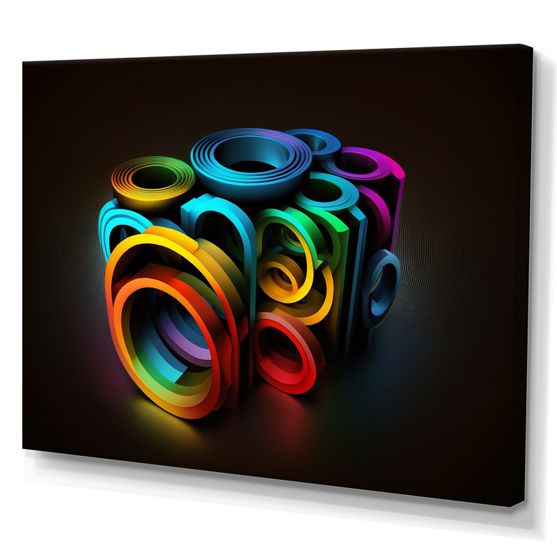 «Neon Rainbow», objet 3D sur toile, H 16 po x l 32 po x P 1 po, Toile tendue