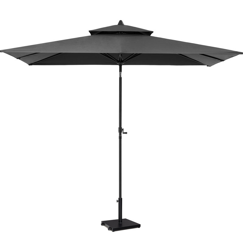 Parasol de marché rectangulaire 59 po x 106 po, base lestée avec roulettes incluses, Noir