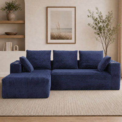 Canapé modulaire de 95 po avec méridienne en forme de L, conception à quatre places sans os