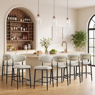 Upholstered Bar Stool with Iron Frame