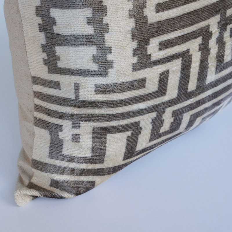 Kara Feather Throw Pillow, 20" x 20", Brown/White Geometric 4