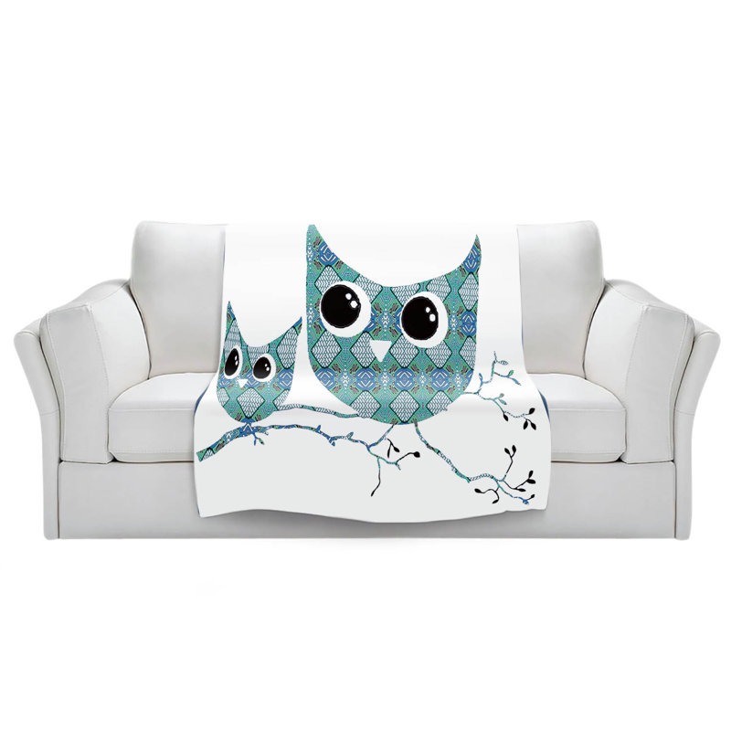  Jeté Owl Argyle, l 51 po x L 60 po, Sarcelle /Gris / Blanc