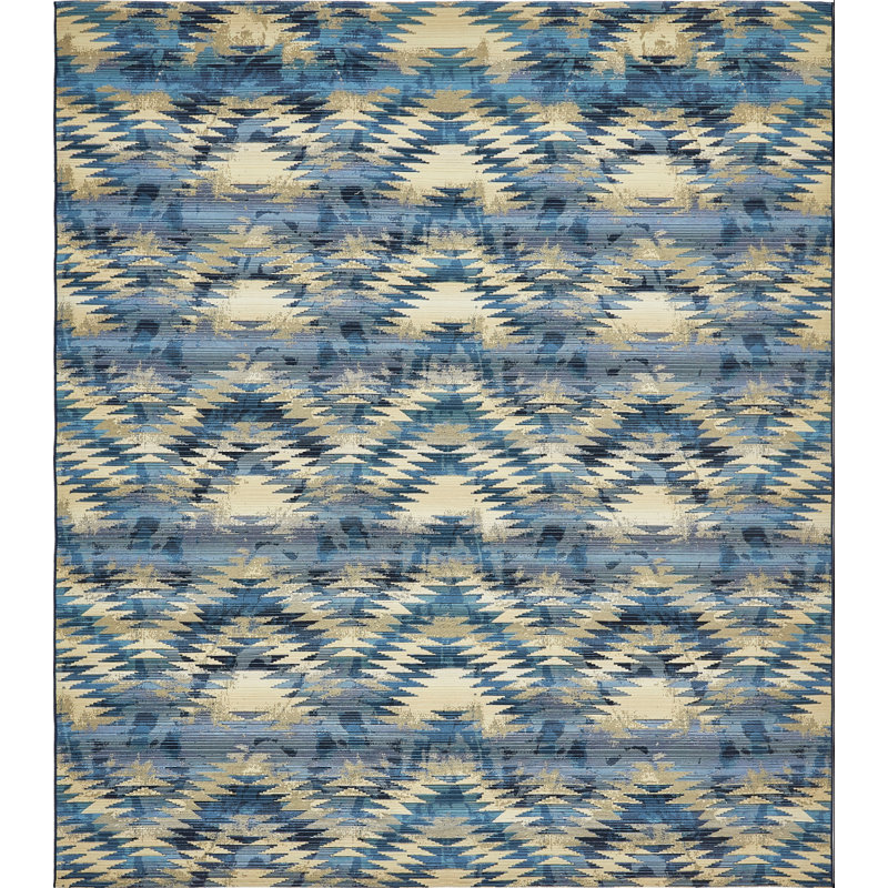 Tomlinson Abstract Blue Indoor/Outdoor Area Rug, Rectangle 2'2" x 3'1"