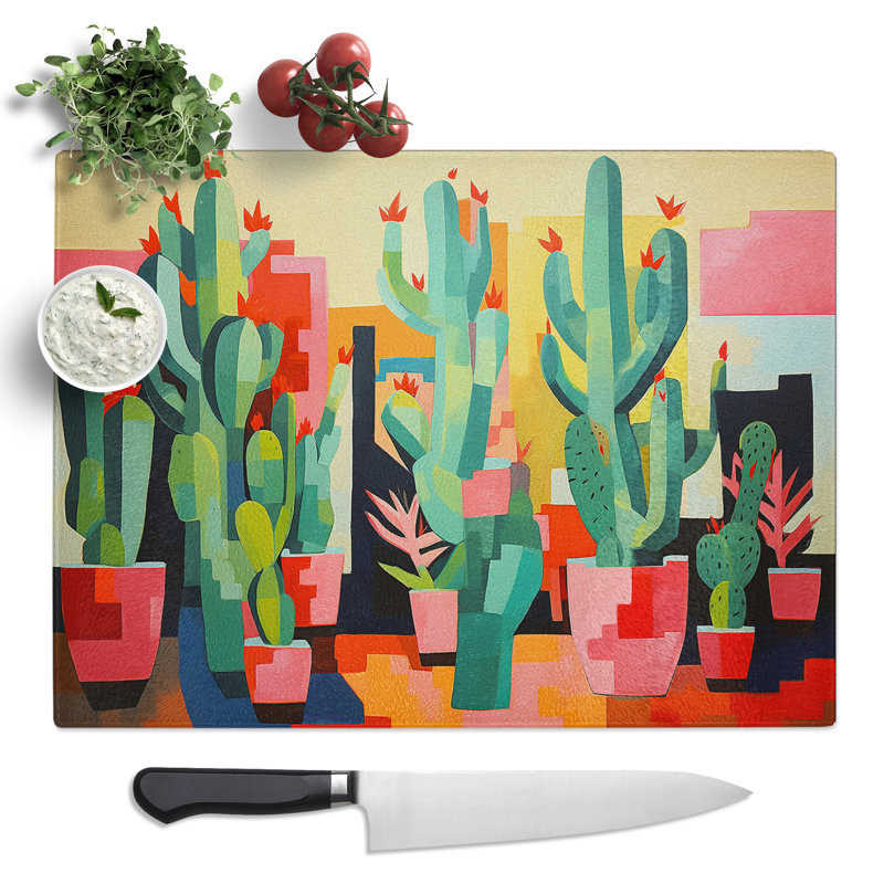 Cactus Constructivism  Glass Chopping Board