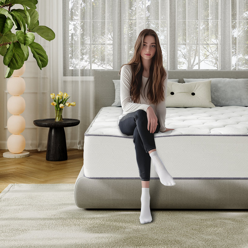 Alwyn Home 10"/12" Plush Hybrid Mattress With Cooling Gel Memory Foam, King, 10"