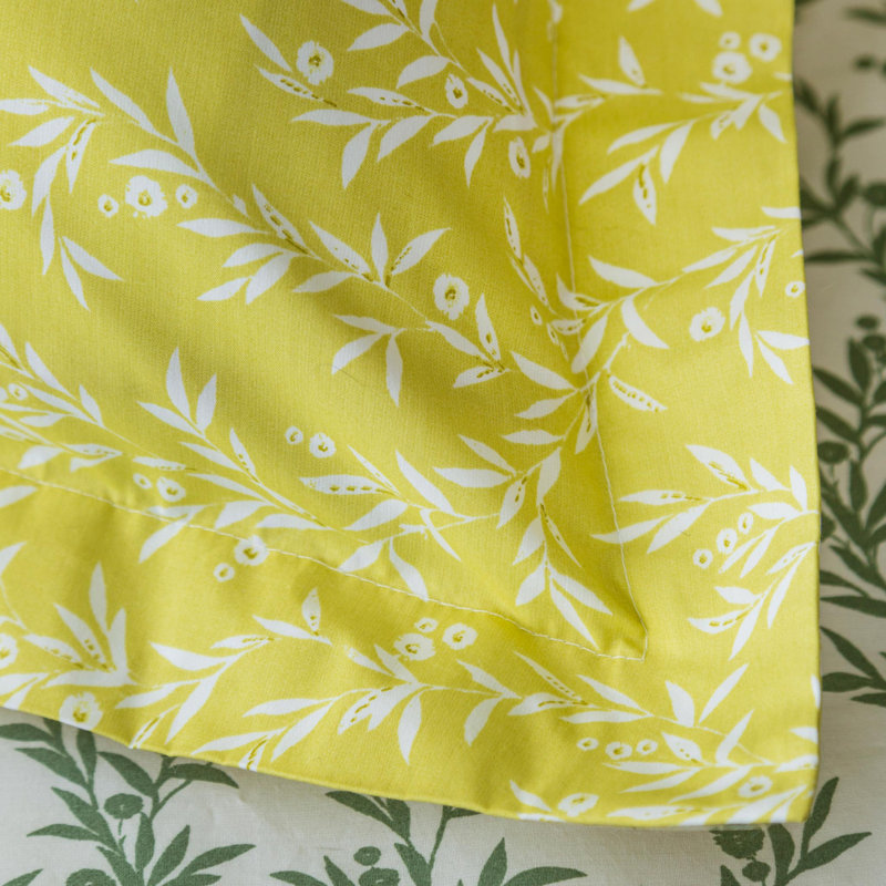 100% Cotton - Set of 2, Floral, Yellow