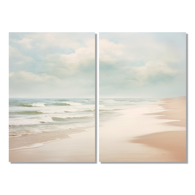 Minimalisme, paysage de plage VI - art mural bleu côtier, Toile tendue, Ne s’applique pas, H 36 po x l 48 po