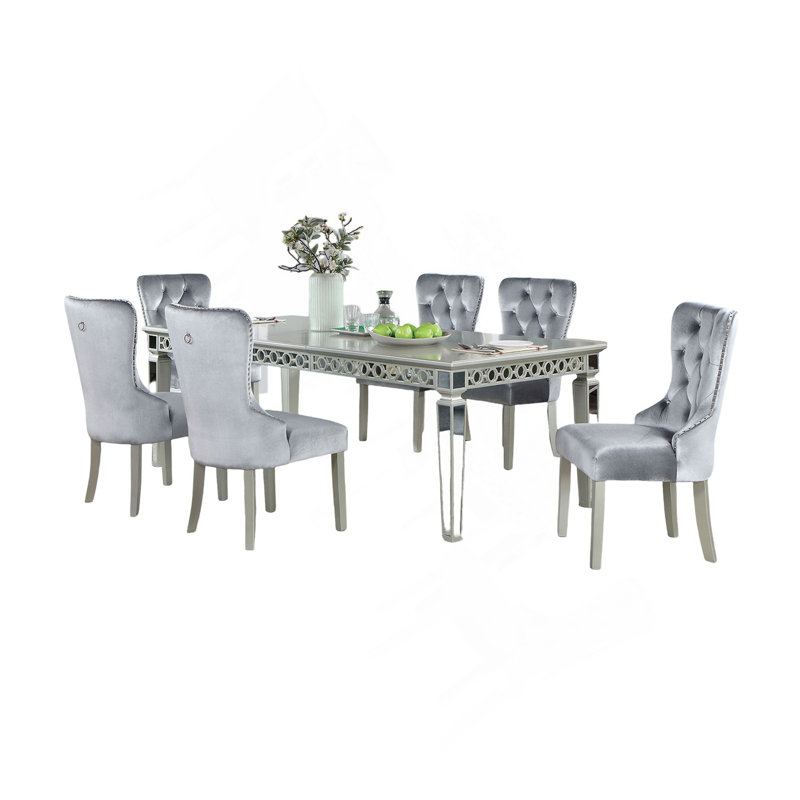 Ensemble de salle à manger 7 pièces Glam, 7 pièces : table, 6 chaises