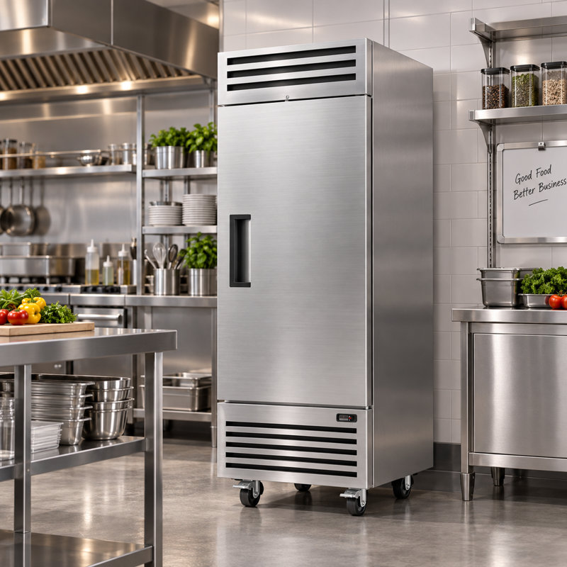 Réfrigérateur commercial à porte coulissante en acier inoxydable de 20,3 pi³ et 29 po