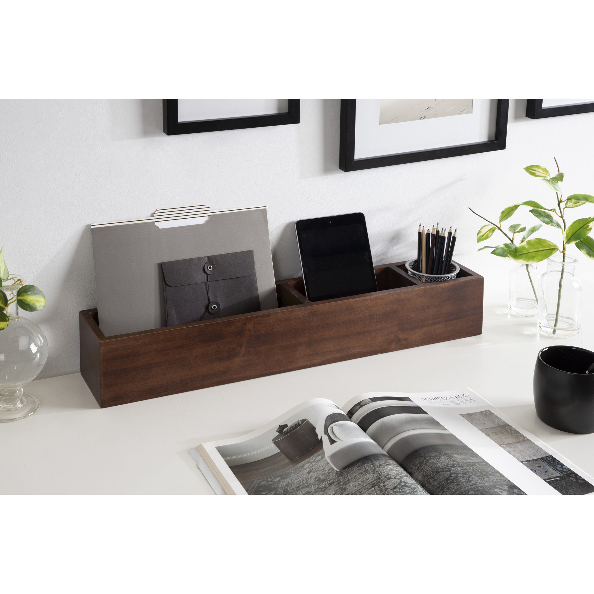 Sabini Wall Pocket Shelf, Walnut Brown