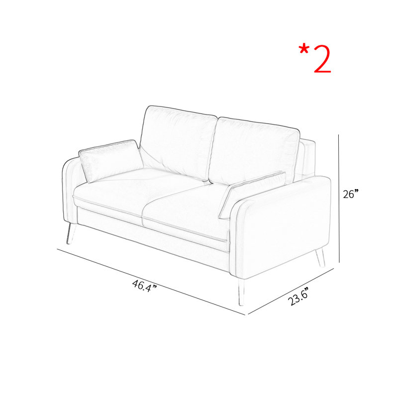 Maushid Modern light luxury double sofa, Similicuir blanc cassé