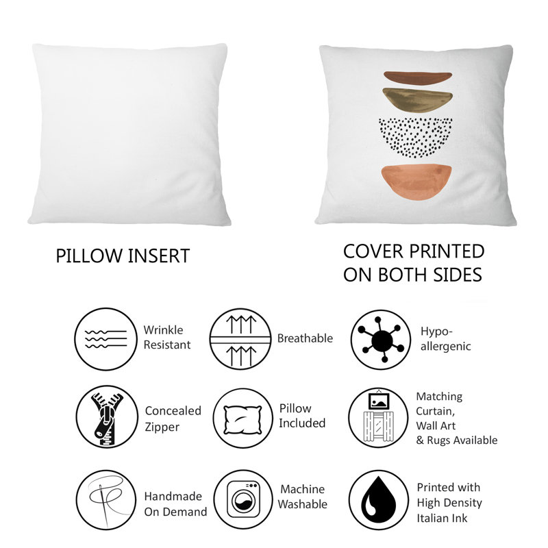 Coussin décoratif à imprimé moderne Four Half Moon Geometrics 12 po x 20 po