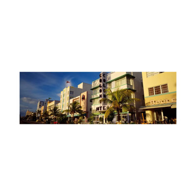 Facade Of A Hotel, Art Deco Hotel, Ocean Drive, Miami Beach, Florida, USA - Wrapped Canvas Panoramic Print