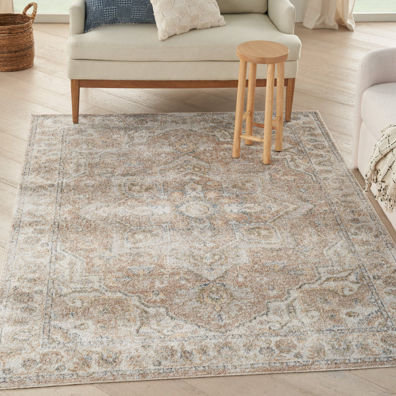 Tapis beige lavable à la machine Laleia, Rectangle 5 pi 3 po x 7 pi