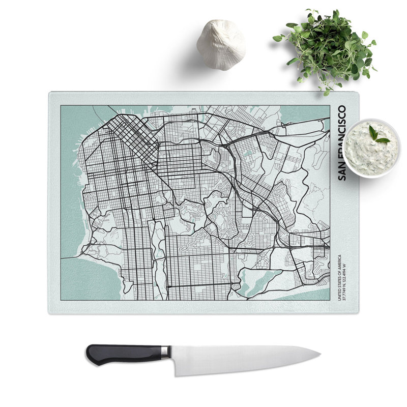 Map San Francisco USA Chopping Board, 20cm W x 28.5cm L